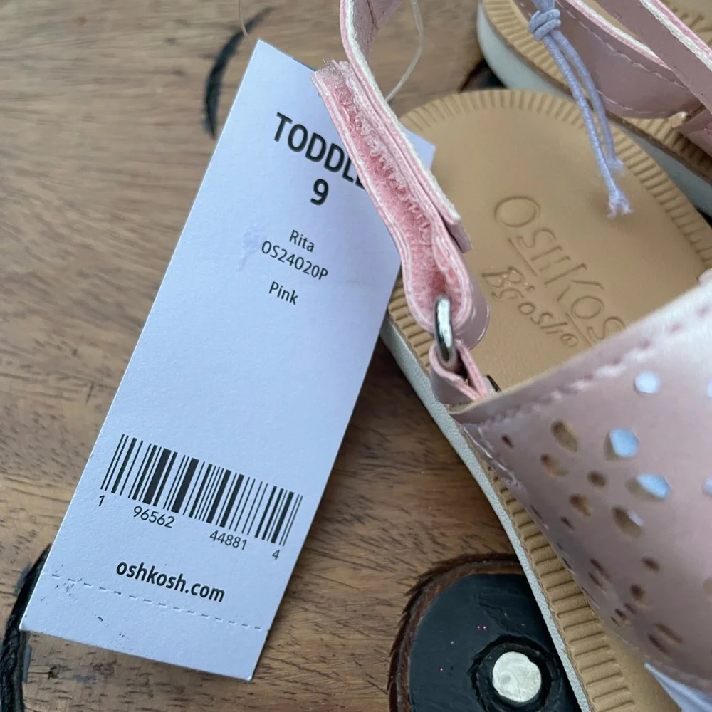 OshKosh B’gosh sandals shimmery light pink w/ flowers size 9 toddler girl - NWT - Picture 7 of 11